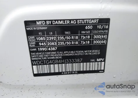 2017 Mercedes-Benz Gla 250 4Matic from USA, damaged, VIN WDCTG4GB4HJ333387